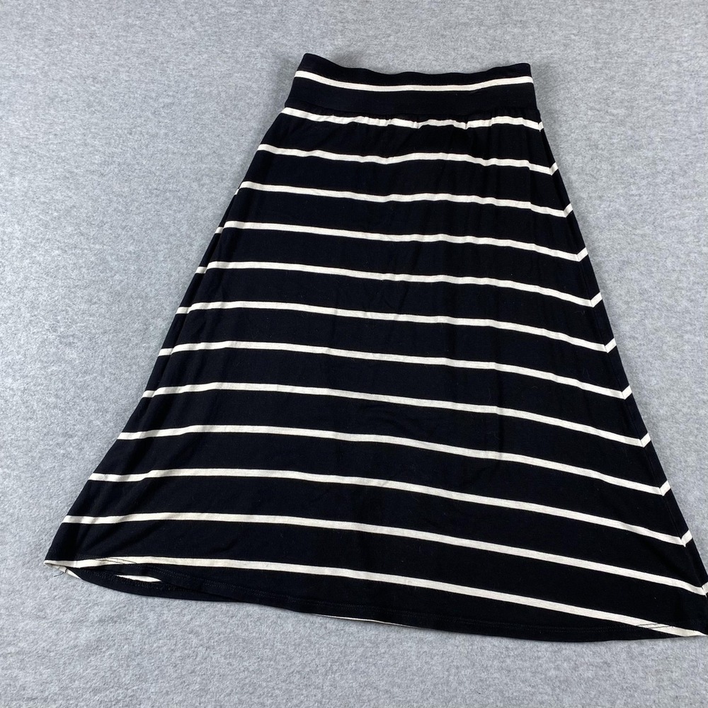 Cat & Jack Knit Skirt Womens XS‎ 4/5 Black White Stripe A Line Elastic Waist